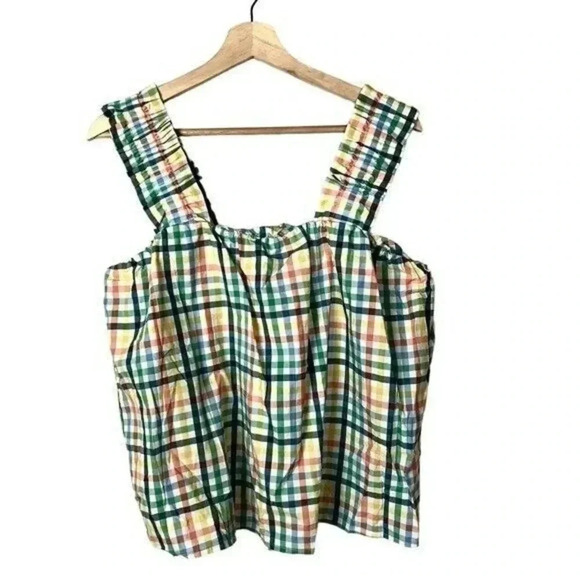 Time and Tru Ruffle Strap Multi Color Plaid Tank Top L - Picture 2 of 4